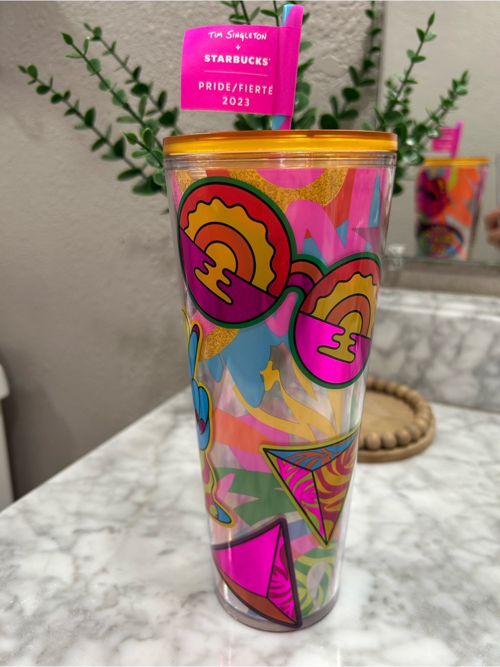Starbucks x Tim Singleton Pride 2023 24 oz Tumbler With Original Flag Straw Rare
